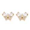 Brass Micro Pave Clear Cubic Zirconia Charms KK-T073-23G-1