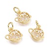 Brass Micro Pave Cubic Zirconia Pendants KK-P187-06G-1