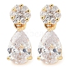 Rack Plating Brass Cubic Zirconia Stud Earrings EJEW-M090-09G-01-1