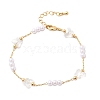 Brass & Glass Link Chain Bracelets for Women BJEW-F517-02G-01-4