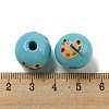 Printed Wood European Beads WOOD-L020-D08-3