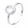 Non-Tarnish 304 Stainless Steel Open Cuff Finger Ring Cabochon Settings STAS-T060-11P-3