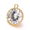 Diamond Brass Cubic Zirconia Pendants KK-L134-19G-1