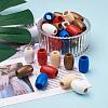 Fashewelry 50Pcs 5 Colors Spray Painted Natural Wooden Beads WOOD-FW0001-06-12