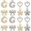 16Pcs 8 Styles Rack Plating Brass Micro Pave Cubic Zirconia Charms ZIRC-YW0001-30-1