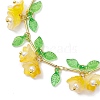 Flower Glass & Acrylic Charm Bracelets BJEW-JB10443-05-3