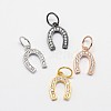 CZ Brass Micro Pave Cubic Zirconia Horse Shoe Charms ZIRC-L018-13-1