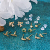 Fashewelry 12Pcs 6 Style Brass Micro Pave Cubic Zirconia Stud Earring Findings KK-FW0001-10-16