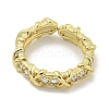 Cross Brass Micro Pave Cubic Zirconia Open Cuff Ring for Women RJEW-E296-12G-2