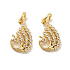 Peacock Brass Micro Pave Clear Cubic Zirconia Charms KK-G425-16-2