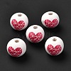 Printed Wood European Beads WOOD-F011-03A-1