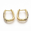 Brass Micro Pave Colorful Cubic Zirconia Hoop Earrings EJEW-S208-062-2