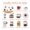 10Pcs 10 Style Coffeemaker Enamel Pins JEWB-TA00001-07-13