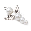 Pearlized Glass Pearl Bead Pendants PALLOY-JF03203-05-3