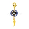 Flat Round with Evil Eye Resin & Glass Seed Pendant Decorations HJEW-MZ00095-02-3