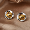 Irregular Flat Round Brass Stud Earrings EJEW-Q391-17G-1