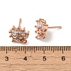 Brass Clear Cubic Zirconia Stud Earring Findings EJEW-E257-03RG-3