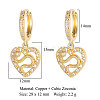 Brass Micro Pave Clear Cubic Zirconia Hoop Earrings EJEW-OY001-12G-2