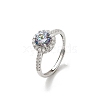 Rhodium Plated 925 Sterling Silver Moissanite Adjustable Rings for Women RJEW-U038-13P-02-4