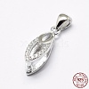 Rhodium Plated 925 Sterling Silver Micro Pave Cubic Zirconia Pendant Bails STER-E053-35P-1