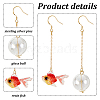 ANATTASOUL 2 Pairs 2 Colors Resin Fish & Glass Ball Asymmetrical Earrings EJEW-AN0002-32-3