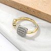 Teardrop & Square Brass Micro Pave Clear Cubic Zirconia Cuff Rings for Women RJEW-U041-24G-3