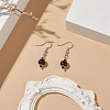 Synthetic Black Stone & Glass Round Beaded Dangle Earrings EJEW-JE05163-2