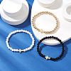 3Pcs 3 Styles CCB Plastic Beads & Opaque Acrylic Beads & ABS Plastic Imitation Pearl Round Beads Stretch Bracelet Set BJEW-JB11605-1