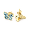 Butterfly with Evil Eye Real 18K Gold Plated Brass Stud Earrings EJEW-L269-098G-01-2