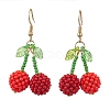 Glass Seed Beads Cherry Dangle Earrings EJEW-MZ00300-2