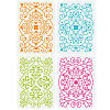 4Pcs 4 Styles PET Hollow Out Drawing Painting Stencils DIY-WH0394-0131-1