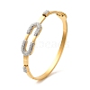 Clear Cubic Zirconia Open Cuff Bangles BJEW-C078-02C-G-1