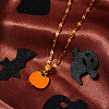 Stainless Steel Enamel Halloween Pumpkin Pendant Dapped Chain Necklaces DR6238-2