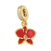 Brass Micro Pave Clear Cubic Zirconia Flower European Dangle Charms KK-C086-03G-02-1