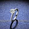 Rhodium Plated 925 Sterling Silver Pave 6.5x3.9mm Moissanite Finger Rings WG6D295-32-1