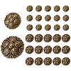 32Pcs 2 Styles 1-Hole Alloy Shank Buttons BUTT-FG0001-65AB-1