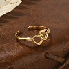 Heart 304 Stainless Steel Open Cuff Rings RJEW-R014-03G-01-3