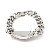 304 Stainless Steel Rhombus with Leopard Link Bracelet with Curb Chains for Men Women BJEW-E009-20P-3