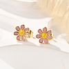 304 Stainless Steel Enamel Stud Earrings EJEW-B009-18G-2