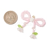 Glass Seed Beaded Bowknot & Flower Pendants PALLOY-MZ01220-01-2