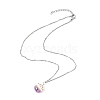 Porcelain Lucky Cat Pendant 304 Stainless Steel Twist Chain Necklaces for Women Men NJEW-JN05552-5