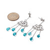 Long Chain with Transparent Glass Beads Dangle Stud Earrings EJEW-JE05245-5