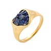 Heart Natural Lapis Lazuli Finger Rings RJEW-D303-01G-03-2