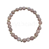 Round Natural Sunstone & Brass Beads Stretch Bracelets for Women UX1023-3-1