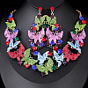 Alloy Enamel & Rhinestone Pendant Necklaces & Stud Dangle Earrings FS-WG46FE4-03-1