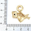 Rack Plating Brass Clear Cubic Zirconia European Dangle Charms KK-P287-18B-G-3