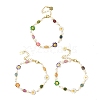 Brass Enamel Flower Link Chain Bracelets for Women BJEW-JB14164-3