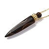 Natural Obsidian Bullet Shaped Perfume Bottle Pendant Necklaces G-B089-02G-05-3