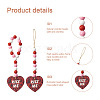 4Pcs 2 Style Valentine's Day Theme Schima Wood Beads & Hemp Rope Pendants Decorations HJEW-EL0001-10B-10