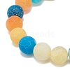 Natural Weathered Agate(Dyed) Round Beaded Stretch Bracelet BJEW-JB08502-4